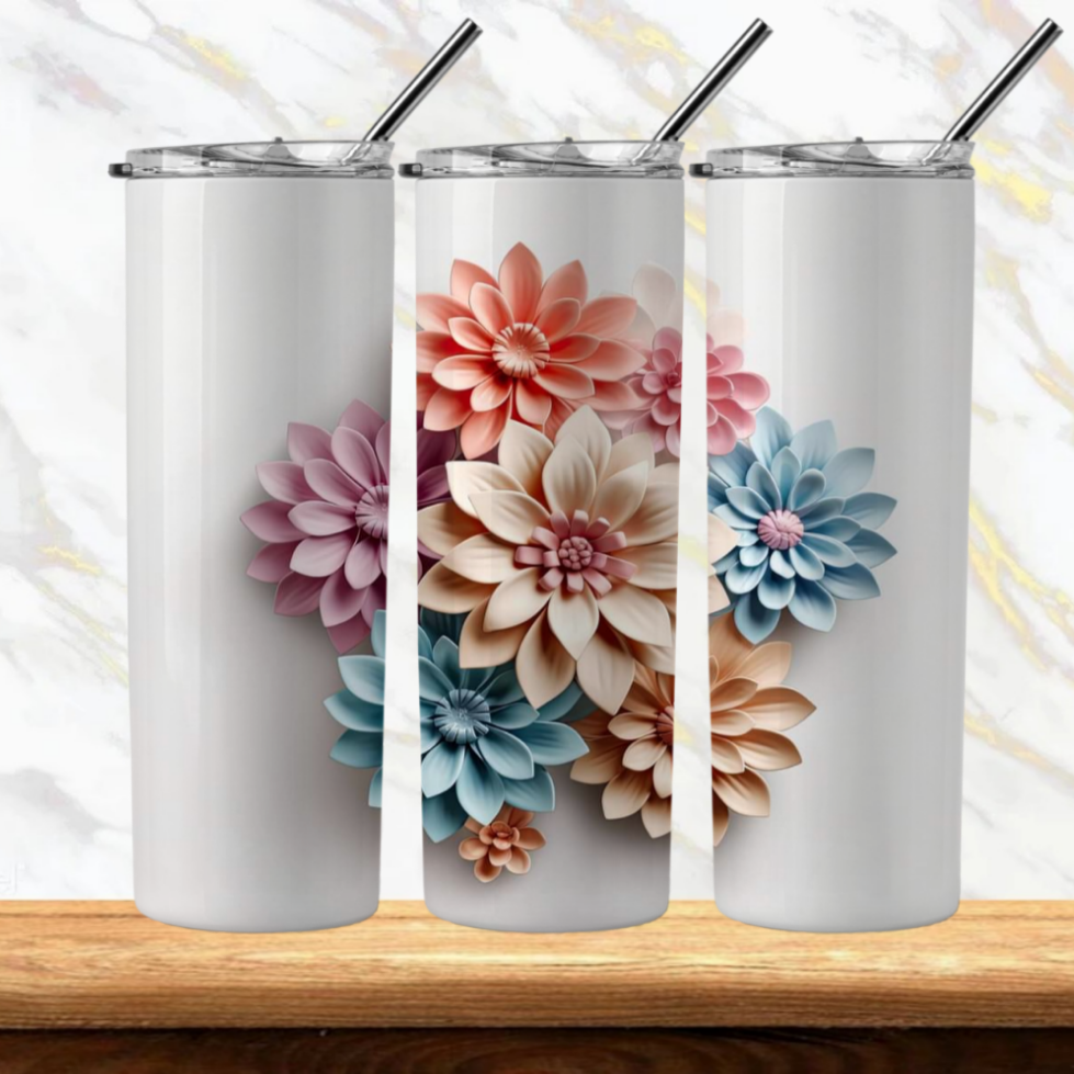 3D Flowers Sublimation Tumbler Image Bundle 20 oz