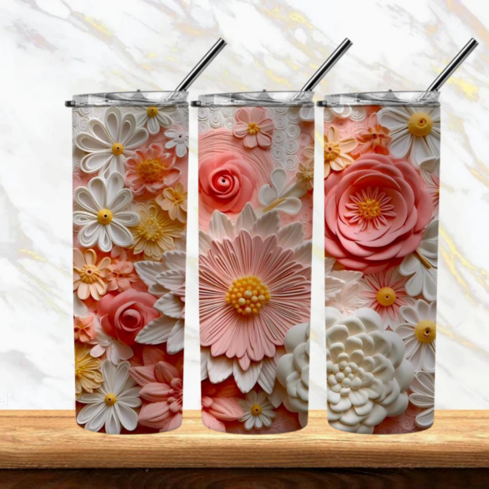 3D Flowers Sublimation Tumbler Image Bundle 20 oz