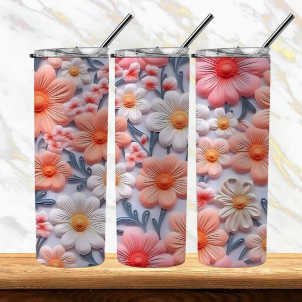 3D Flowers Sublimation Tumbler Image Bundle 20 oz