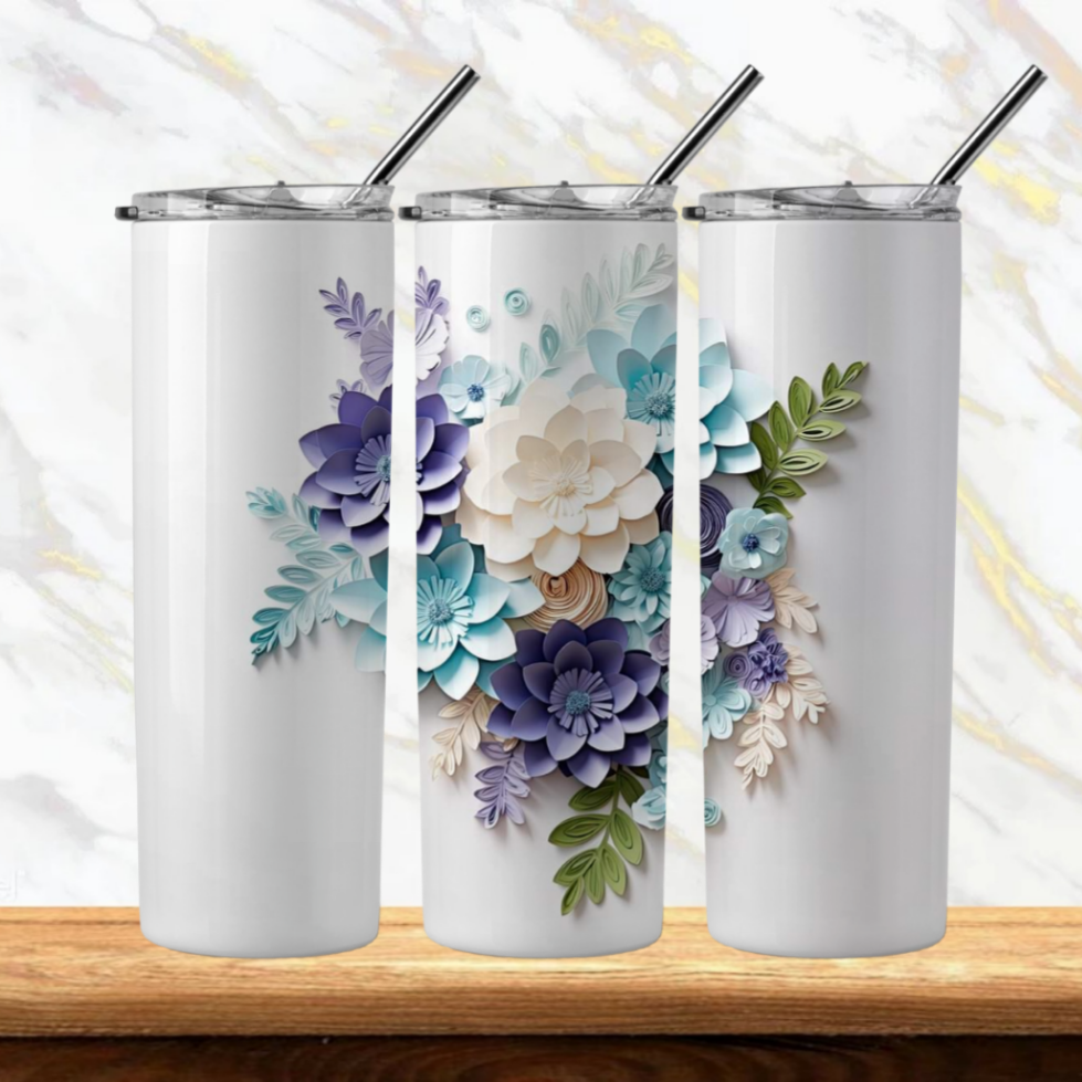 3D Flowers Sublimation Tumbler Image Bundle 20 oz