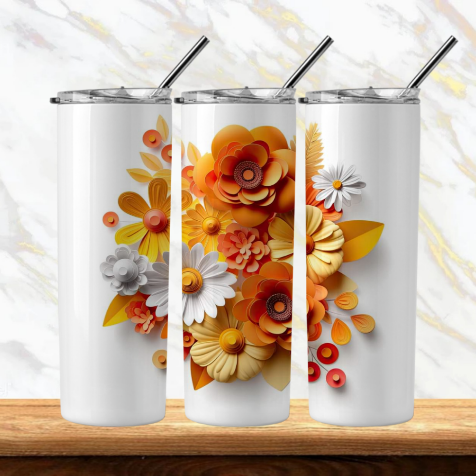 3D Flowers Sublimation Tumbler Image Bundle 20 oz