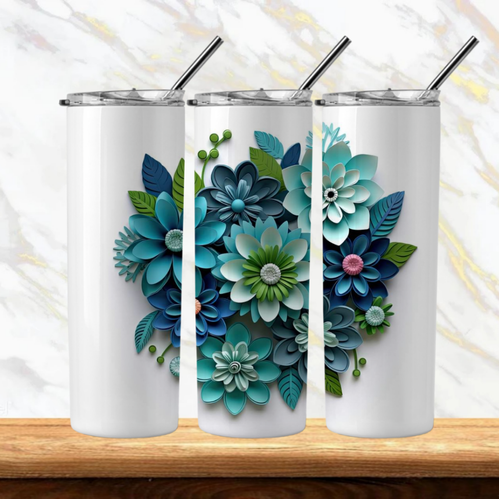 3D Flowers Sublimation Tumbler Image Bundle 20 oz