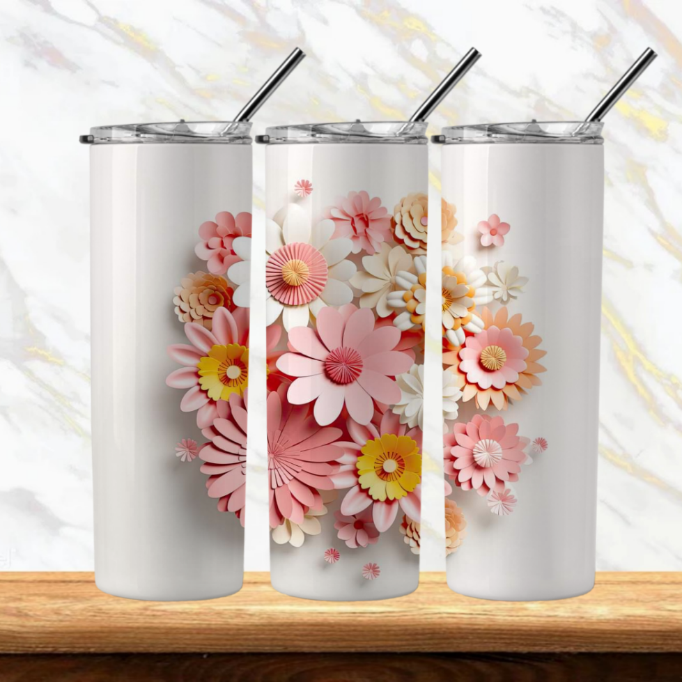 3D Flowers Sublimation Tumbler Image Bundle 20 oz