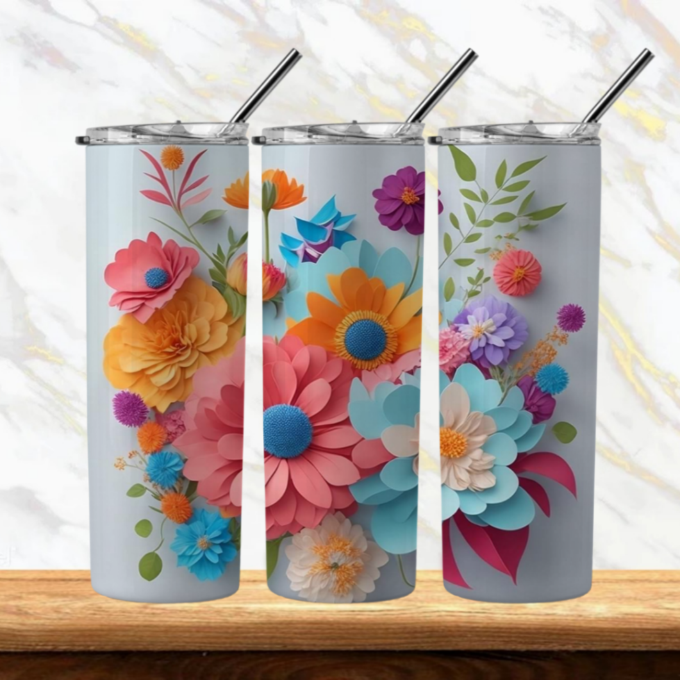 3D Flowers Sublimation Tumbler Image Bundle 20 oz