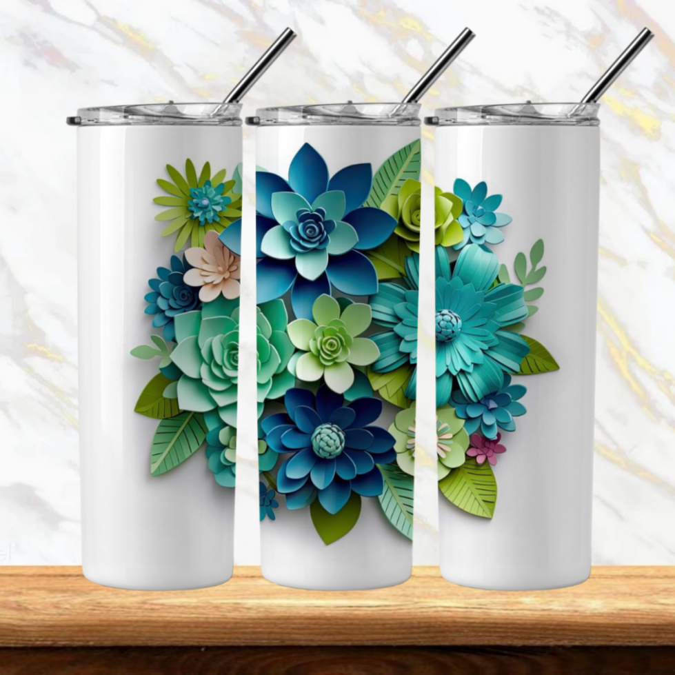 3D Flowers Sublimation Tumbler Image Bundle 20 oz