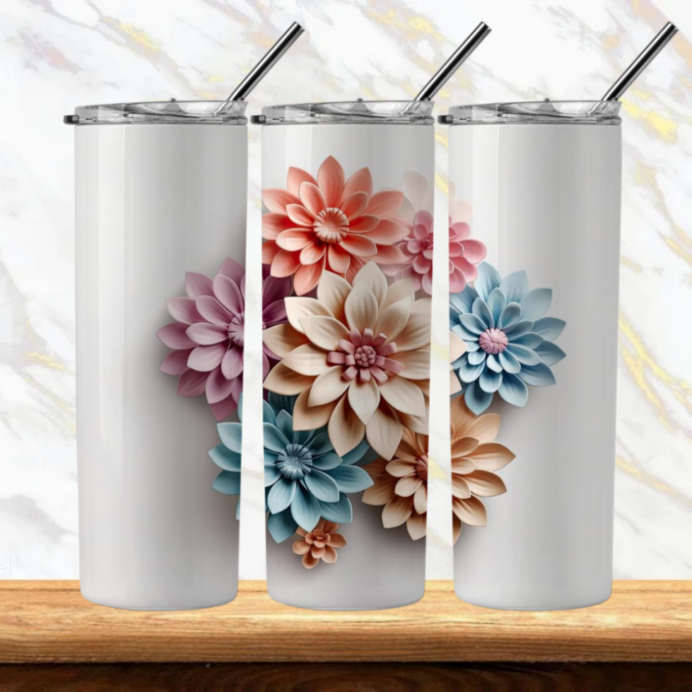 3D Flowers Sublimation Tumbler Image Bundle 20 oz