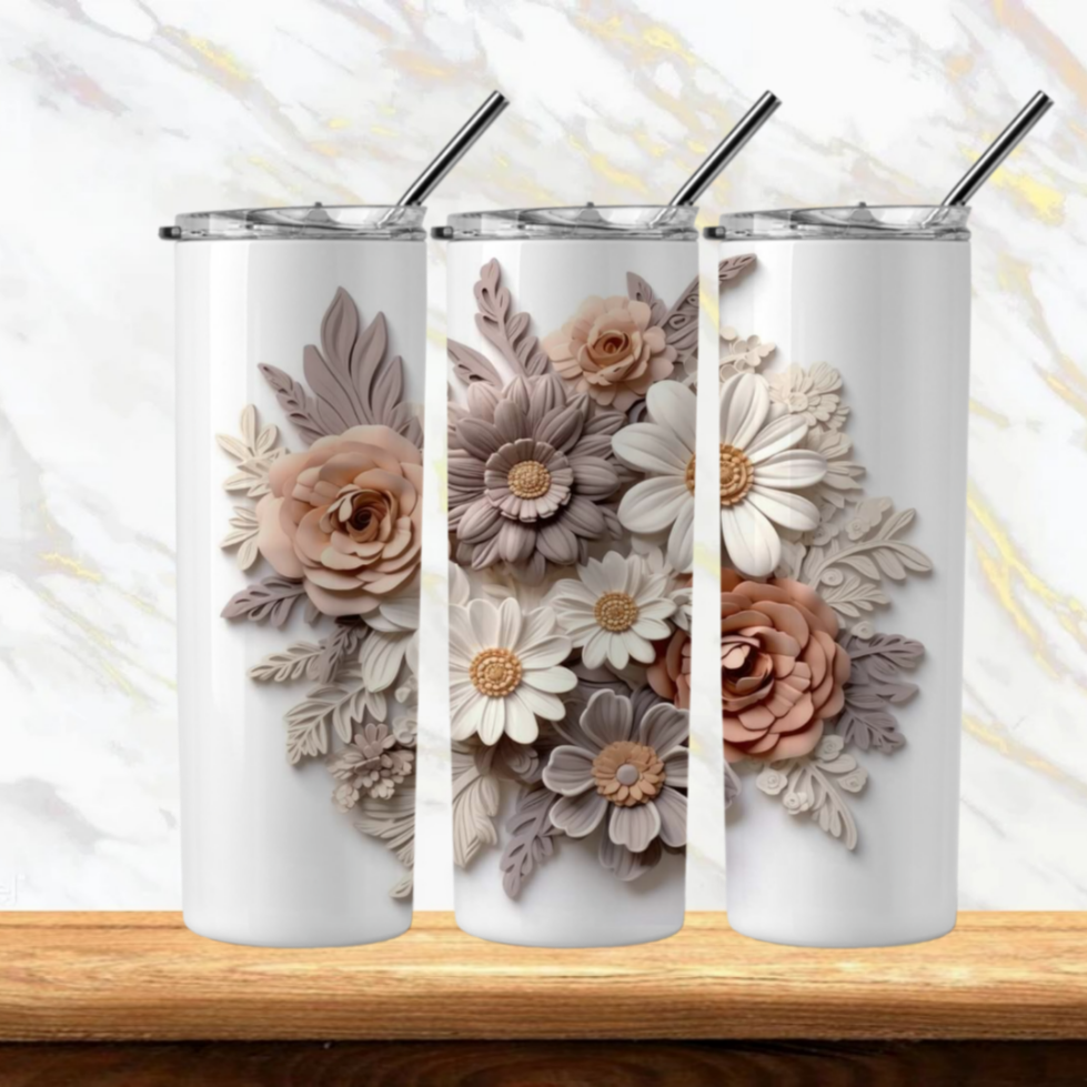 3D Flowers Sublimation Tumbler Image Bundle 20 oz