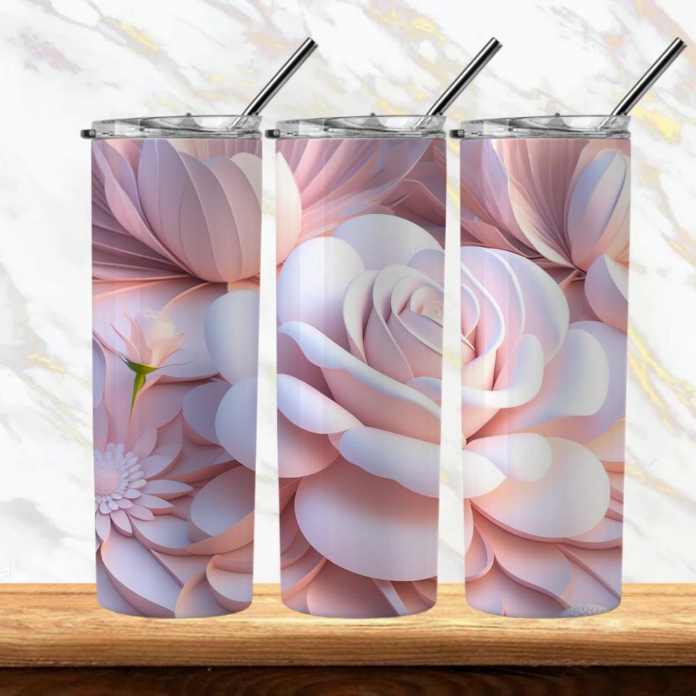 3D Flowers Sublimation Tumbler Image Bundle 20 oz