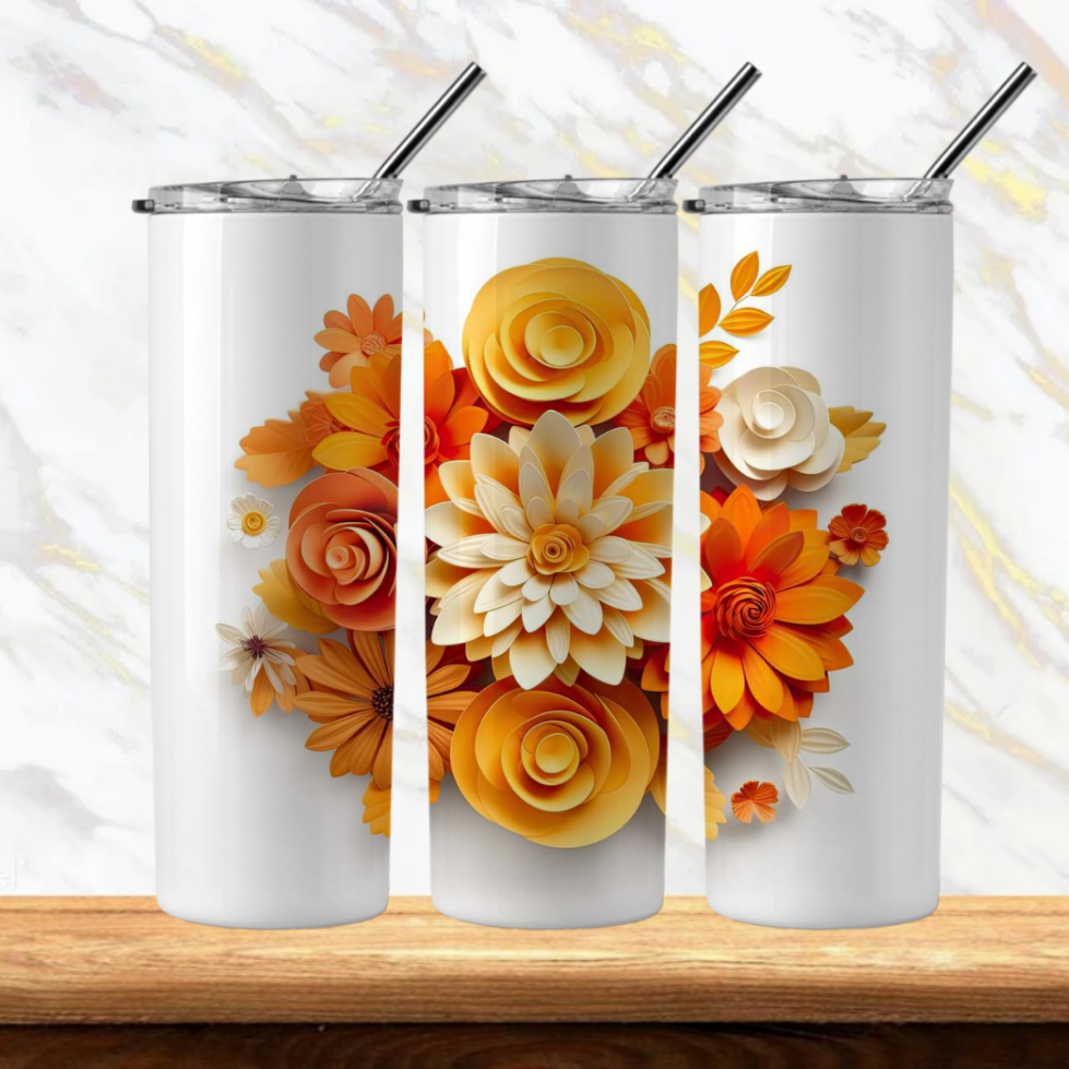 3D Flowers Sublimation Tumbler Image Bundle 20 oz