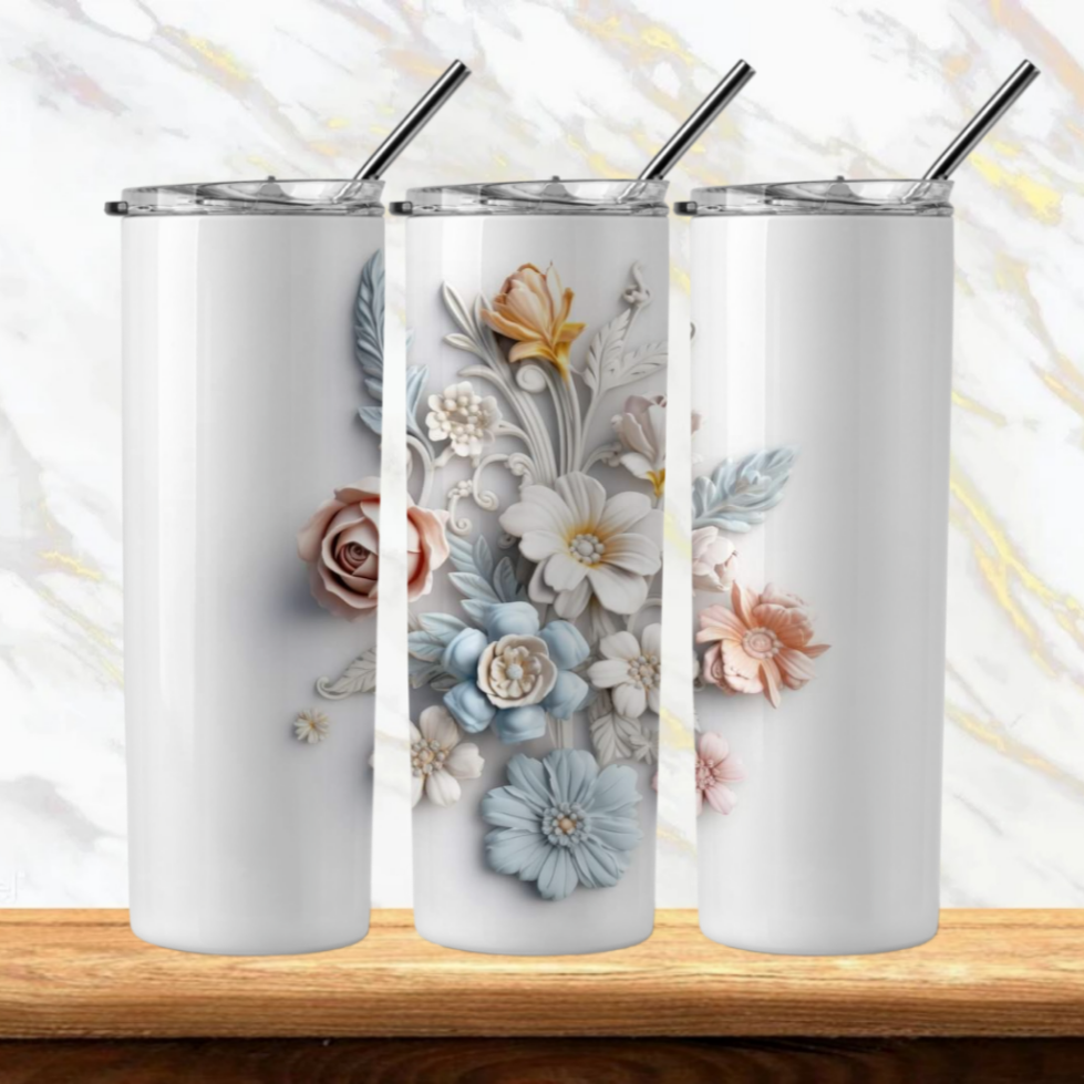 3D Flowers Sublimation Tumbler Image Bundle 20 oz