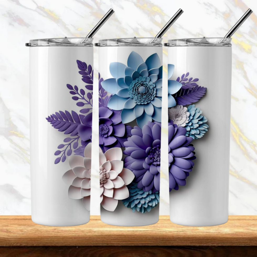 3D Flowers Sublimation Tumbler Image Bundle 20 oz