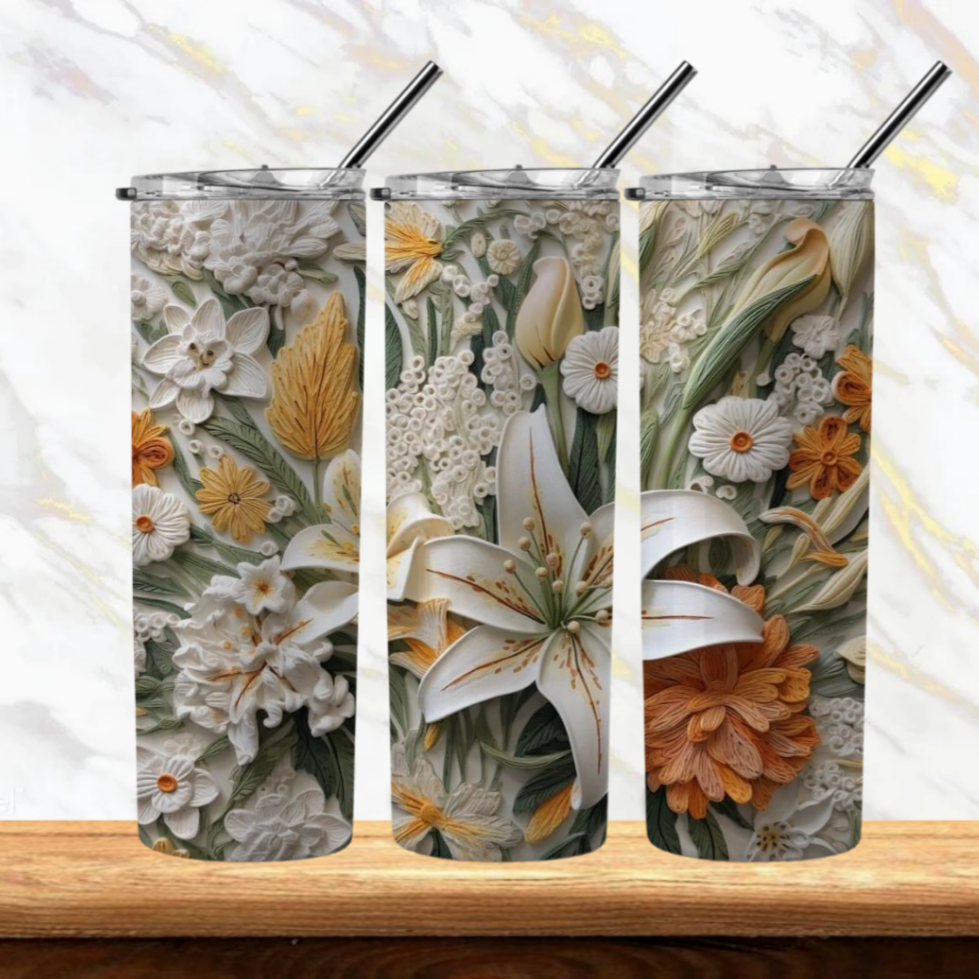 3D Flowers Sublimation Tumbler Image Bundle 20 oz