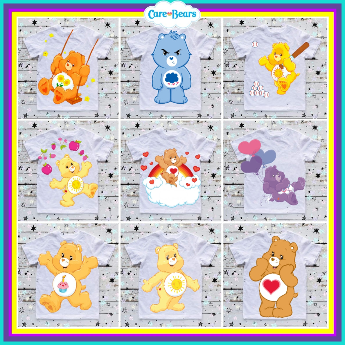 90+ Carebears Sublimation TShirt Images Bundle