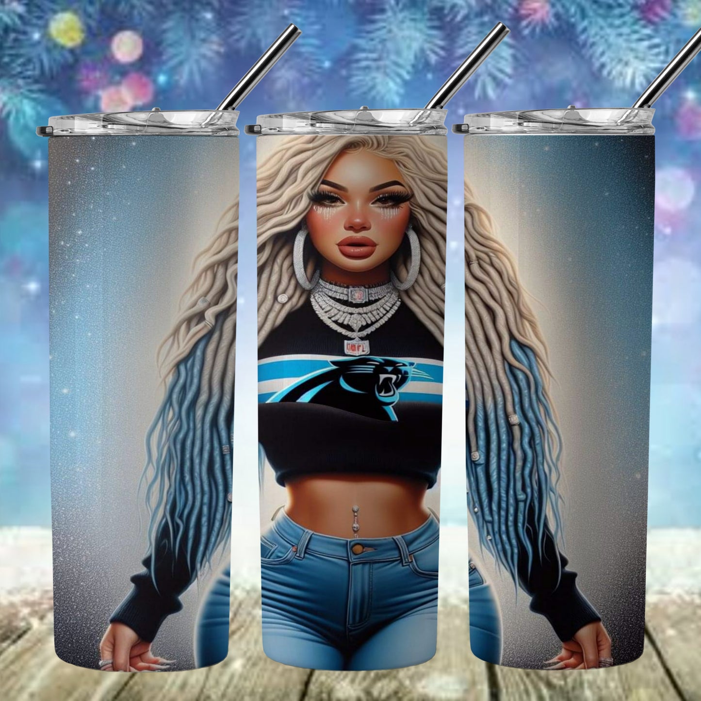 Lady Football 20oz Sublimation Tumbler Image