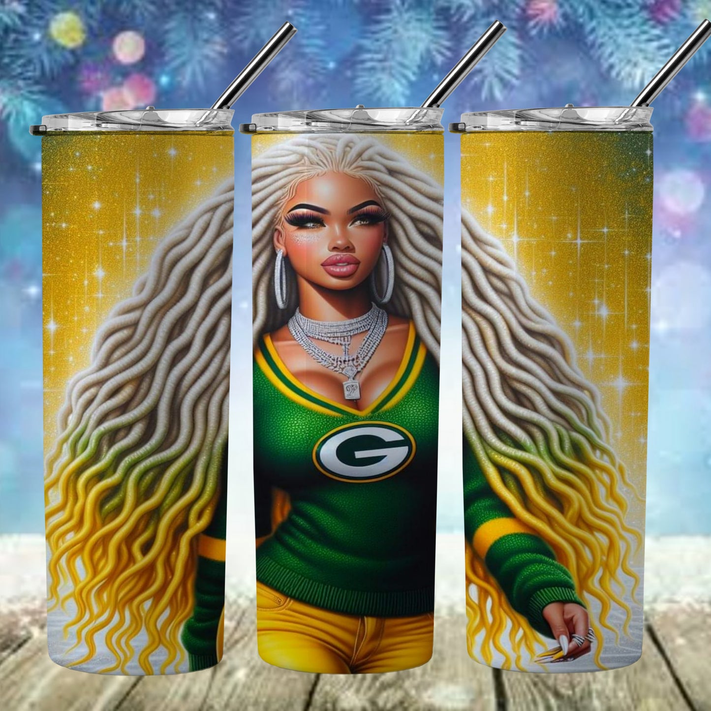 Lady Football 20oz Sublimation Tumbler Image