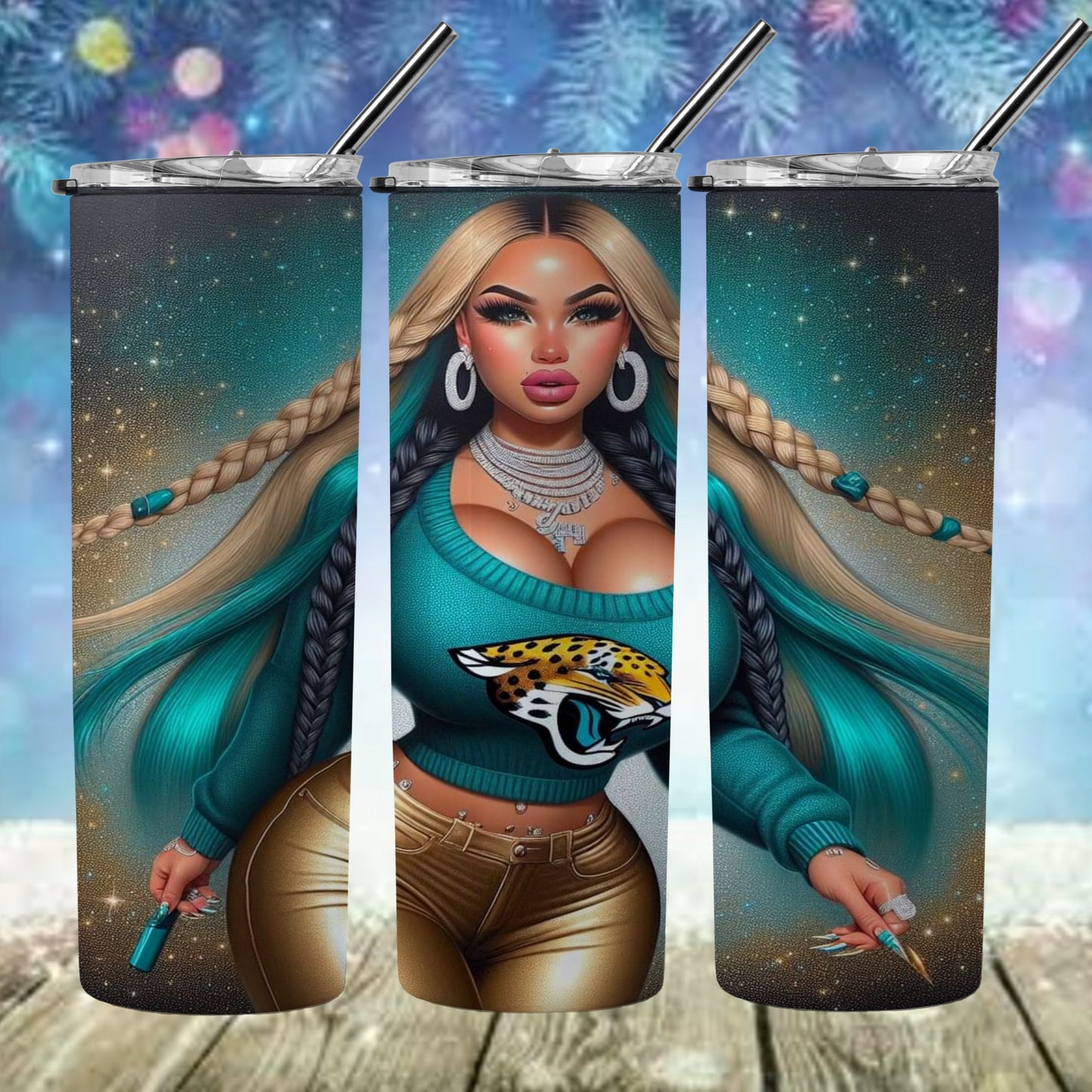 Lady Football 20oz Sublimation Tumbler Image