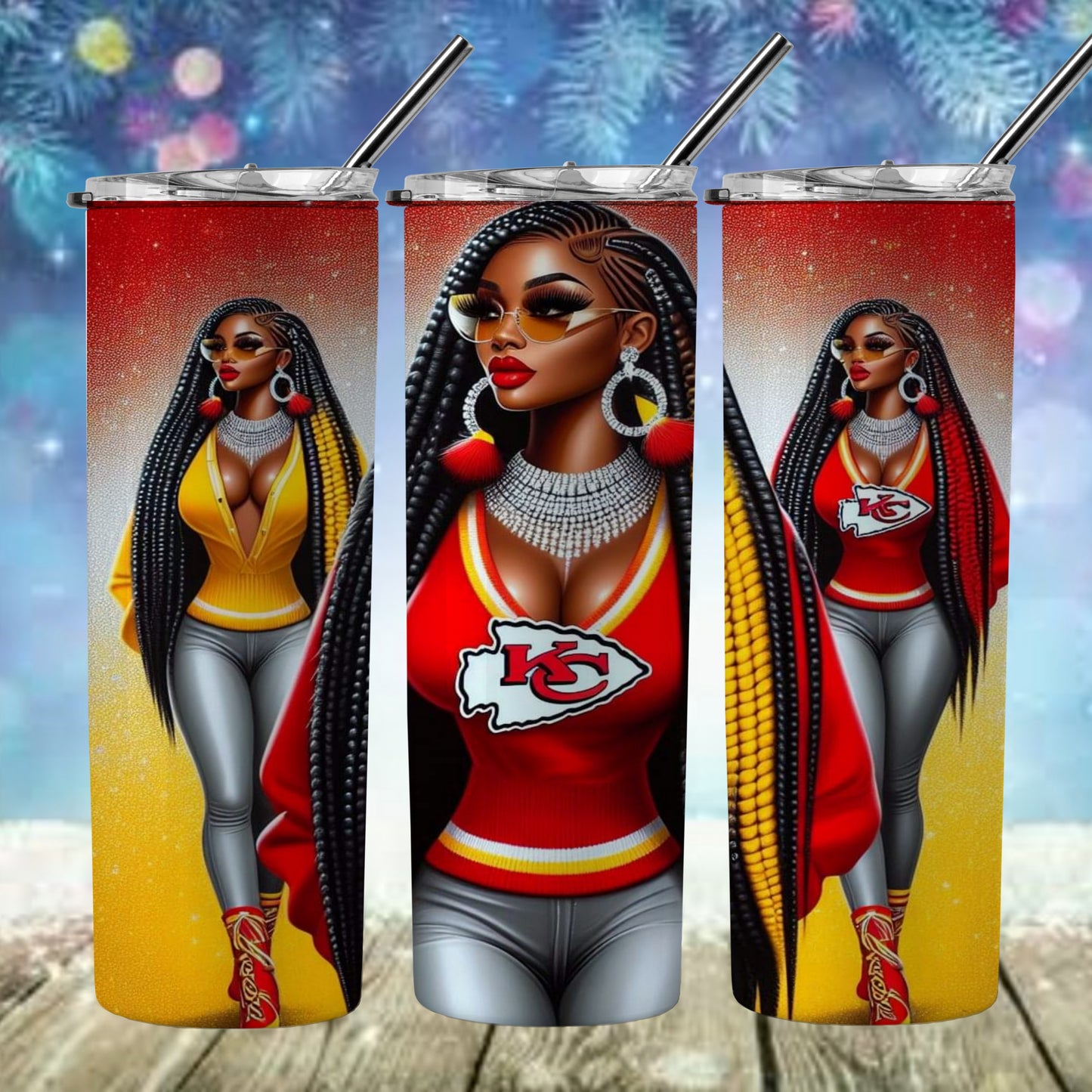 Lady Football 20oz Sublimation Tumbler Image