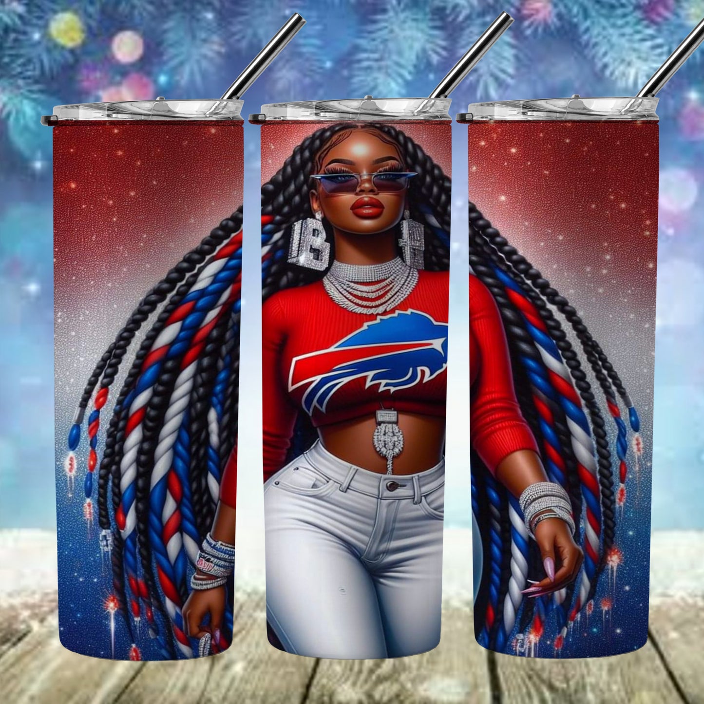 Lady Football 20oz Sublimation Tumbler Image