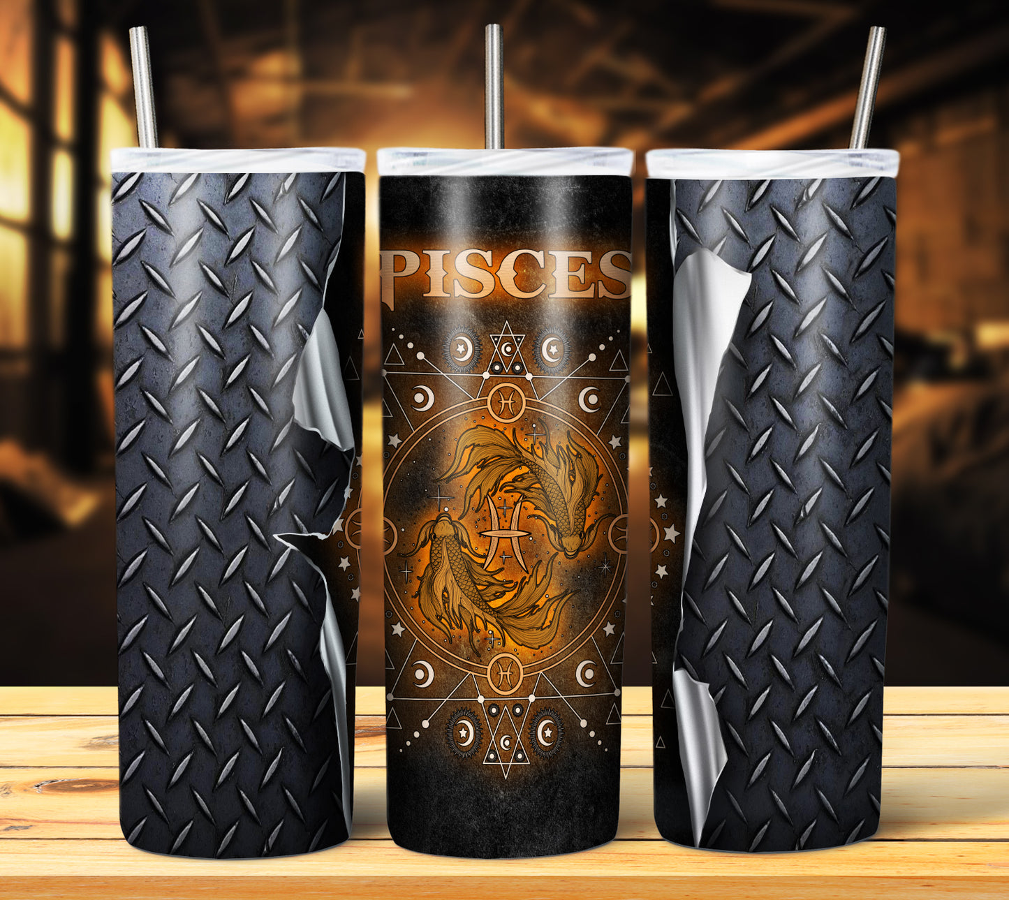 Zodiac Steel Grate 20oz Sublimation Tumbler Image