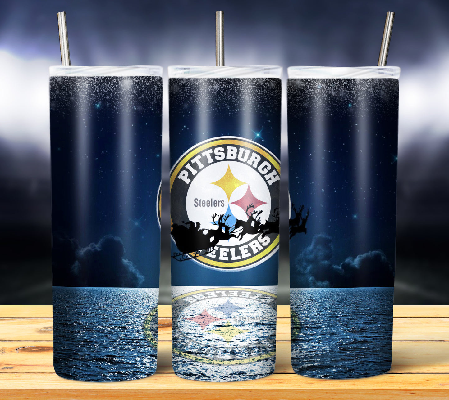 Santa Moon Football 20oz Sublimation Tumbler Image