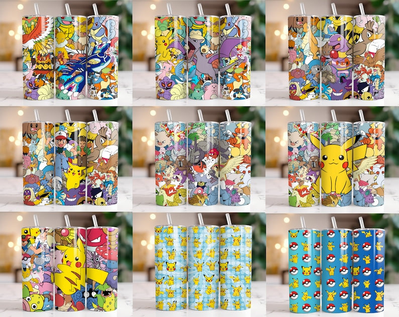 Pokemon Sublimation Tumbler Images Bundle 20 oz