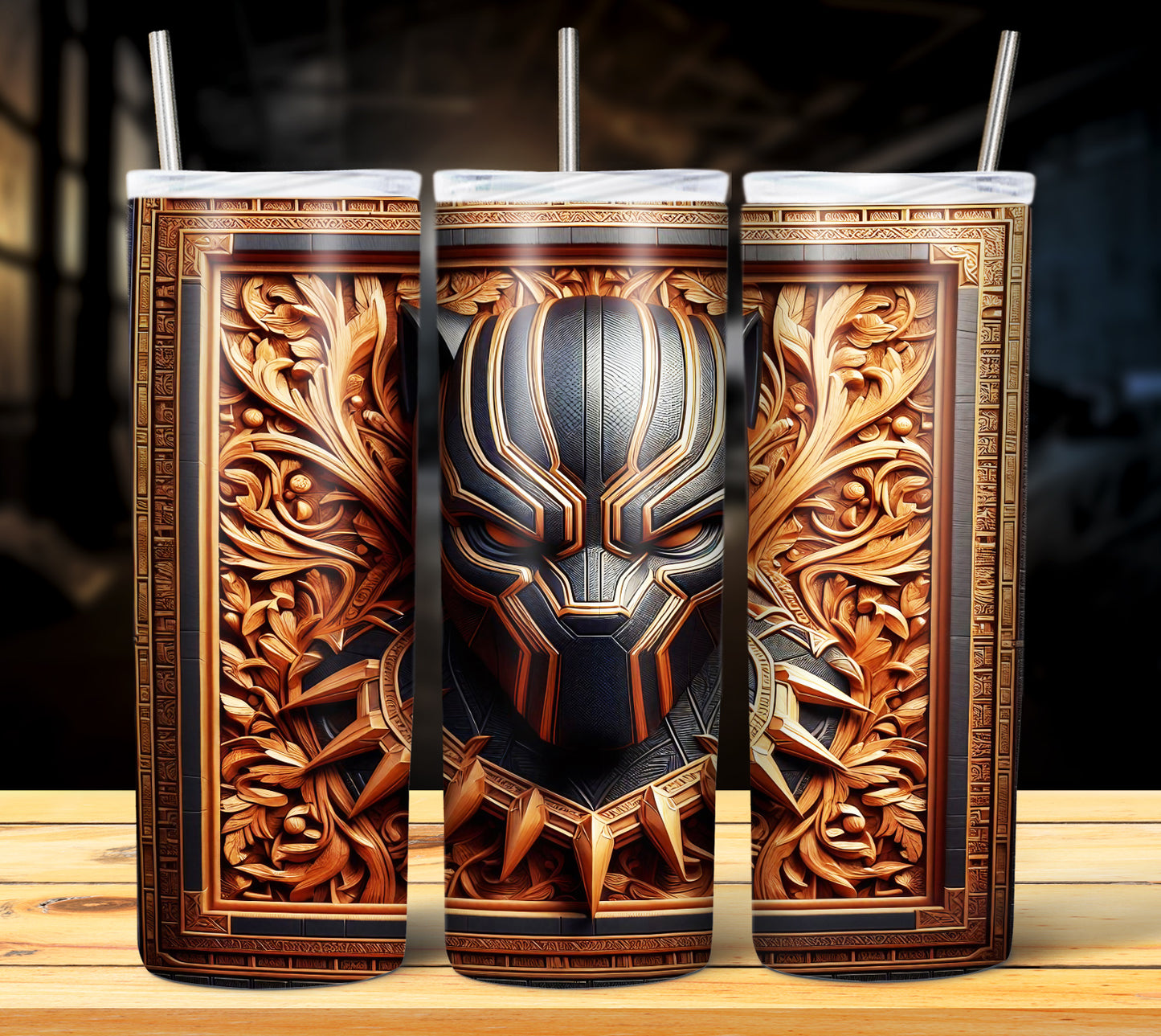 Superhero WoodCarve Sublimation Tumbler Images Bundle 20 oz