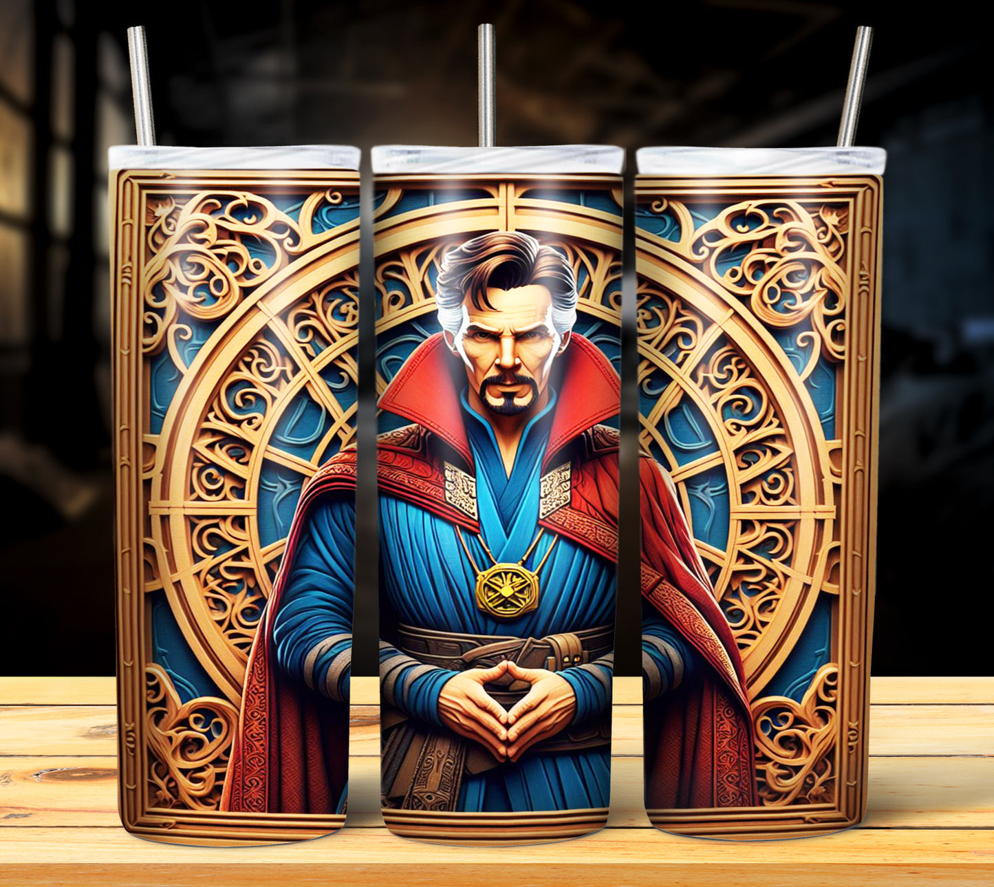 Superhero WoodCarve Sublimation Tumbler Images Bundle 20 oz