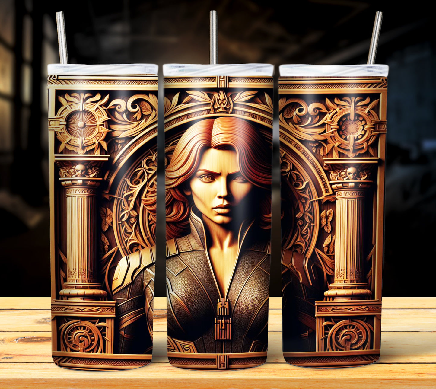 Superhero WoodCarve Sublimation Tumbler Images Bundle 20 oz