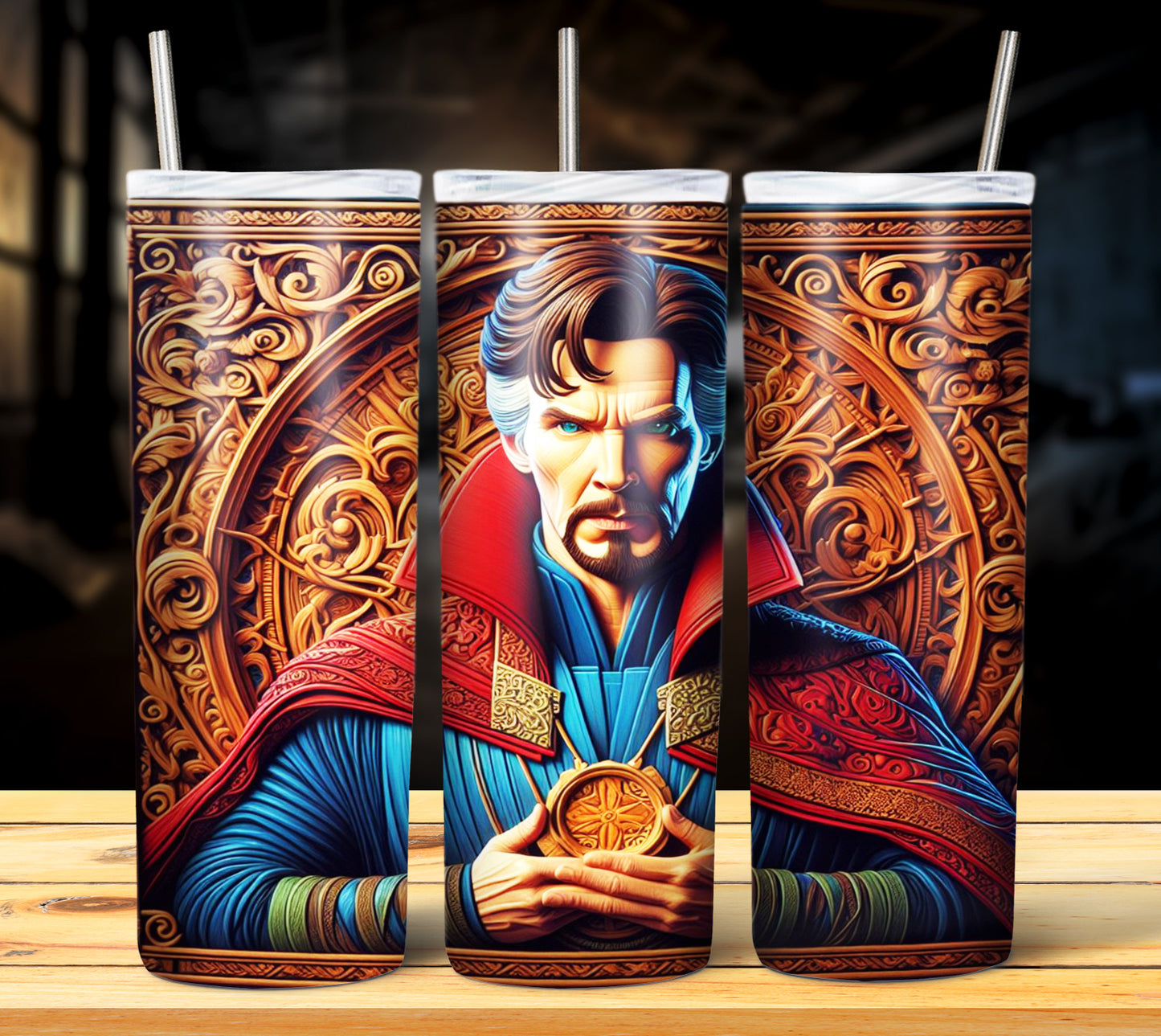 Superhero WoodCarve Sublimation Tumbler Images Bundle 20 oz