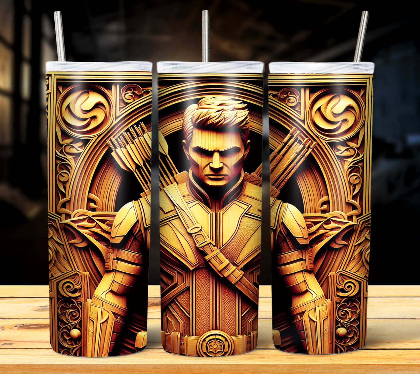 Superhero WoodCarve Sublimation Tumbler Images Bundle 20 oz