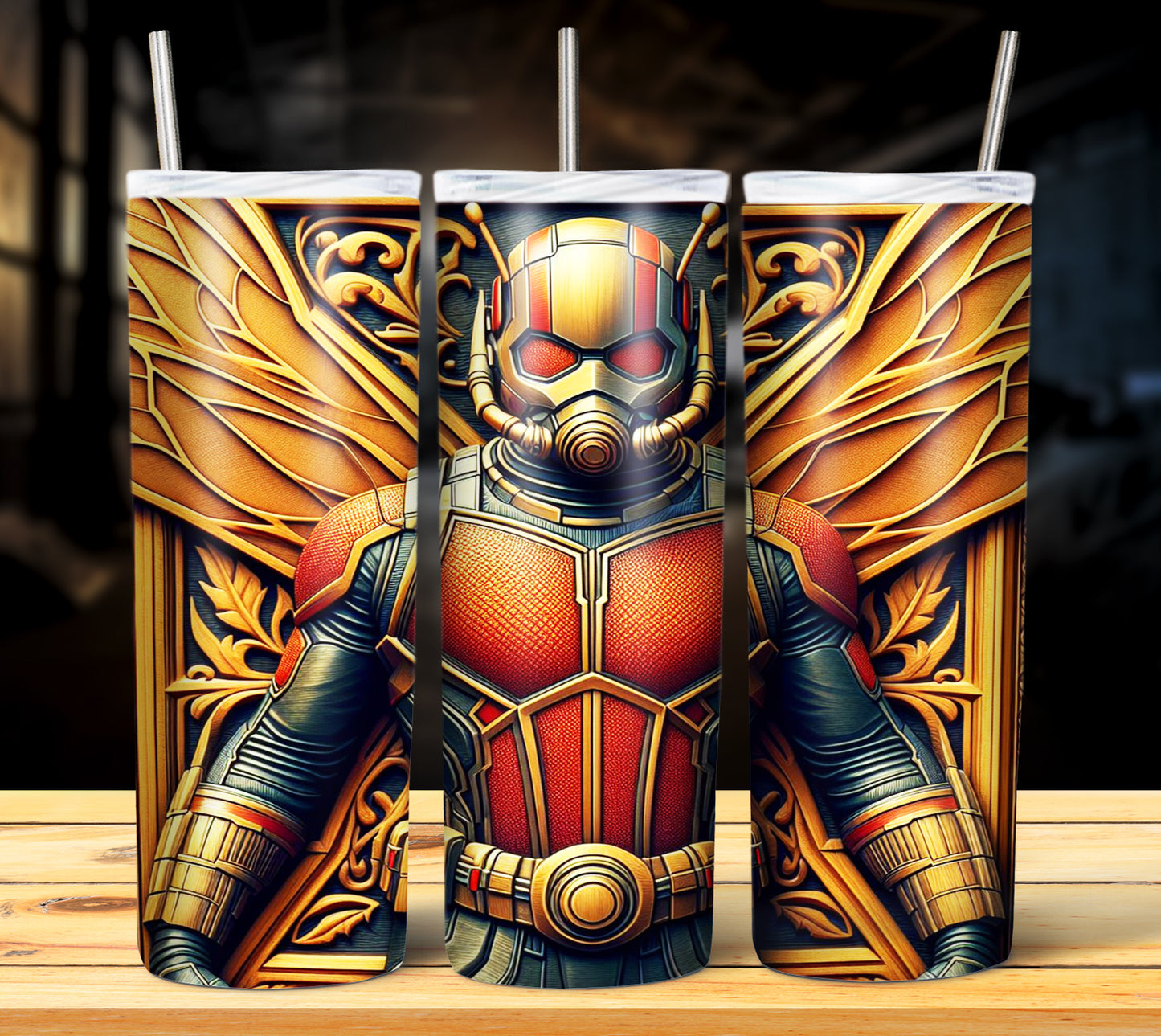 Superhero WoodCarve Sublimation Tumbler Images Bundle 20 oz