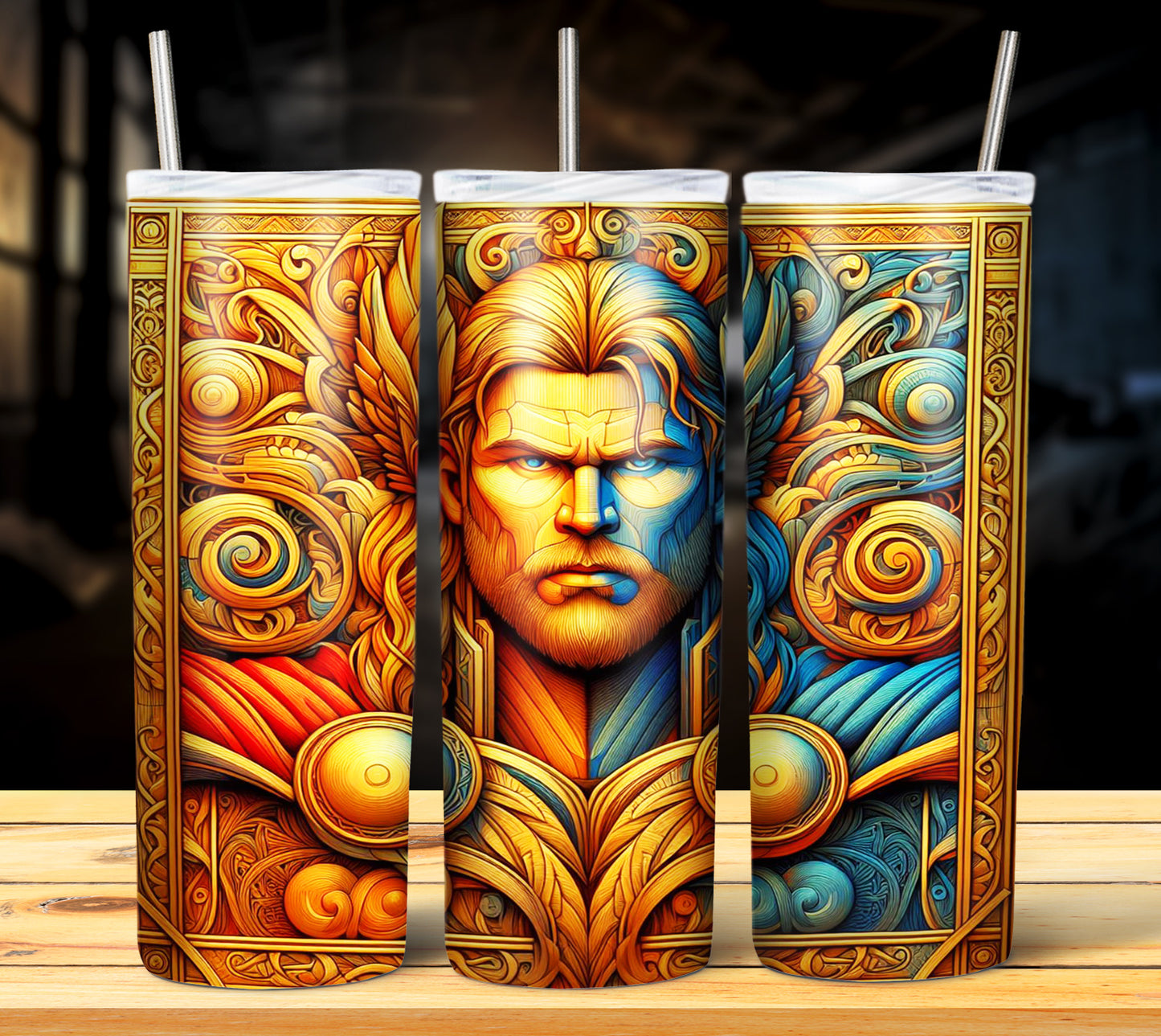 Superhero WoodCarve Sublimation Tumbler Images Bundle 20 oz