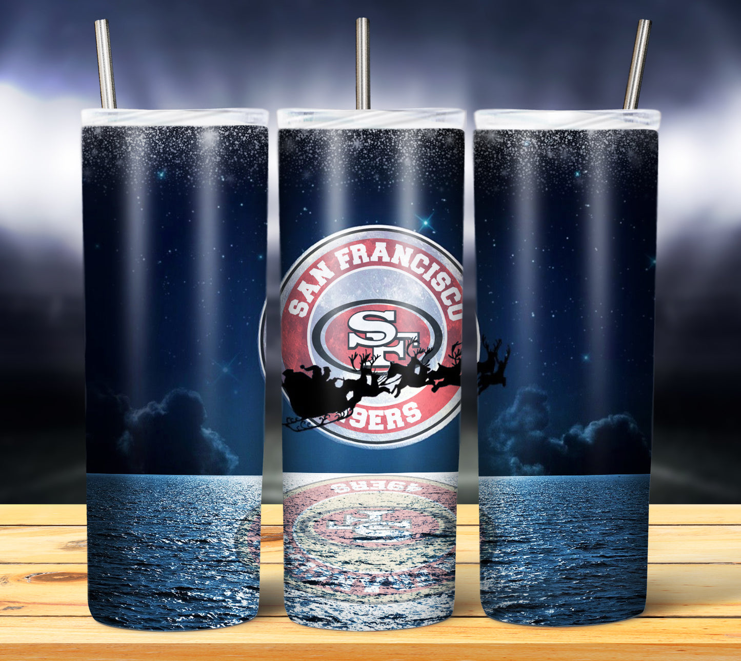 Santa Moon Football 20oz Sublimation Tumbler Image