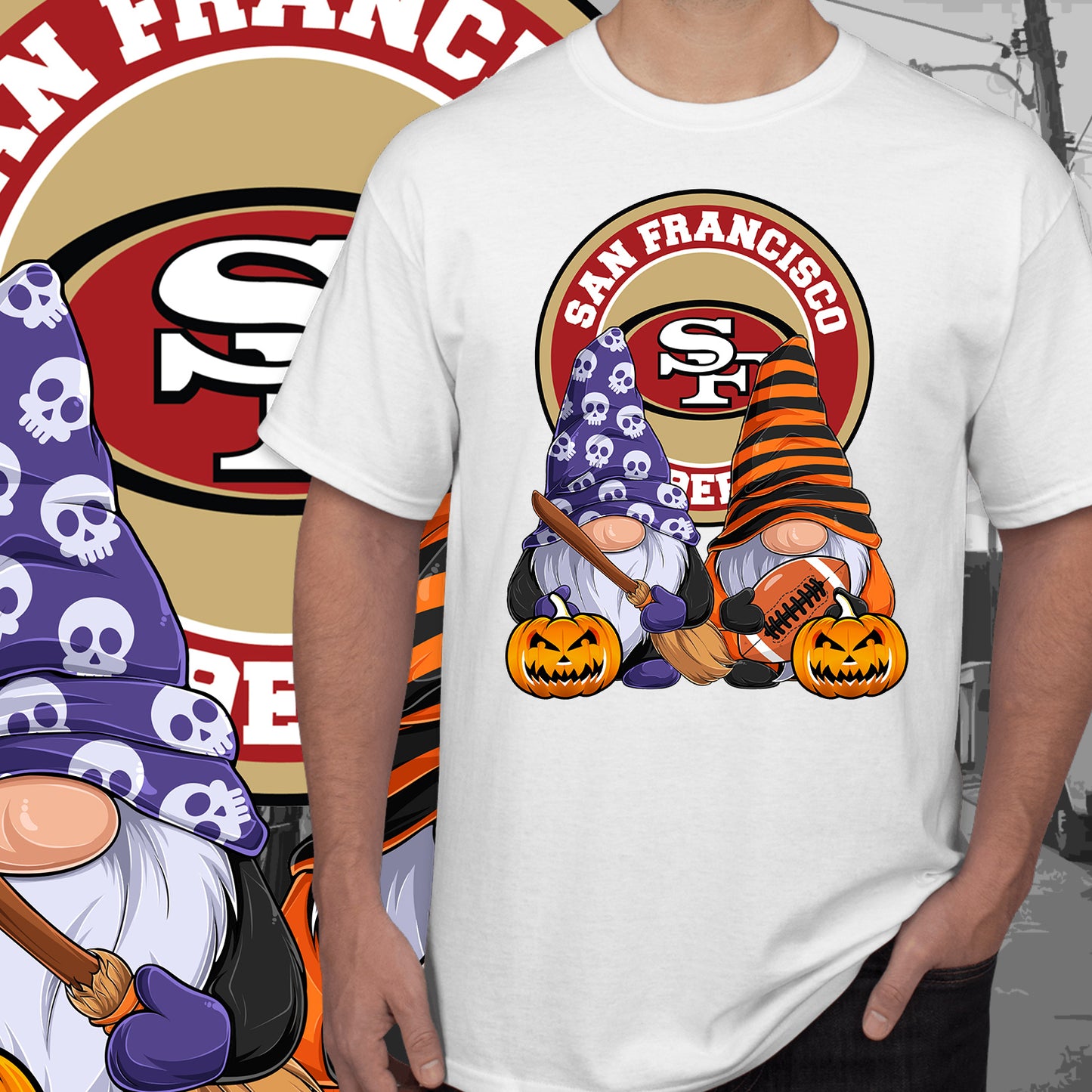 Halloween Football Gnomes Sublimation/DTF T-Shirt Images