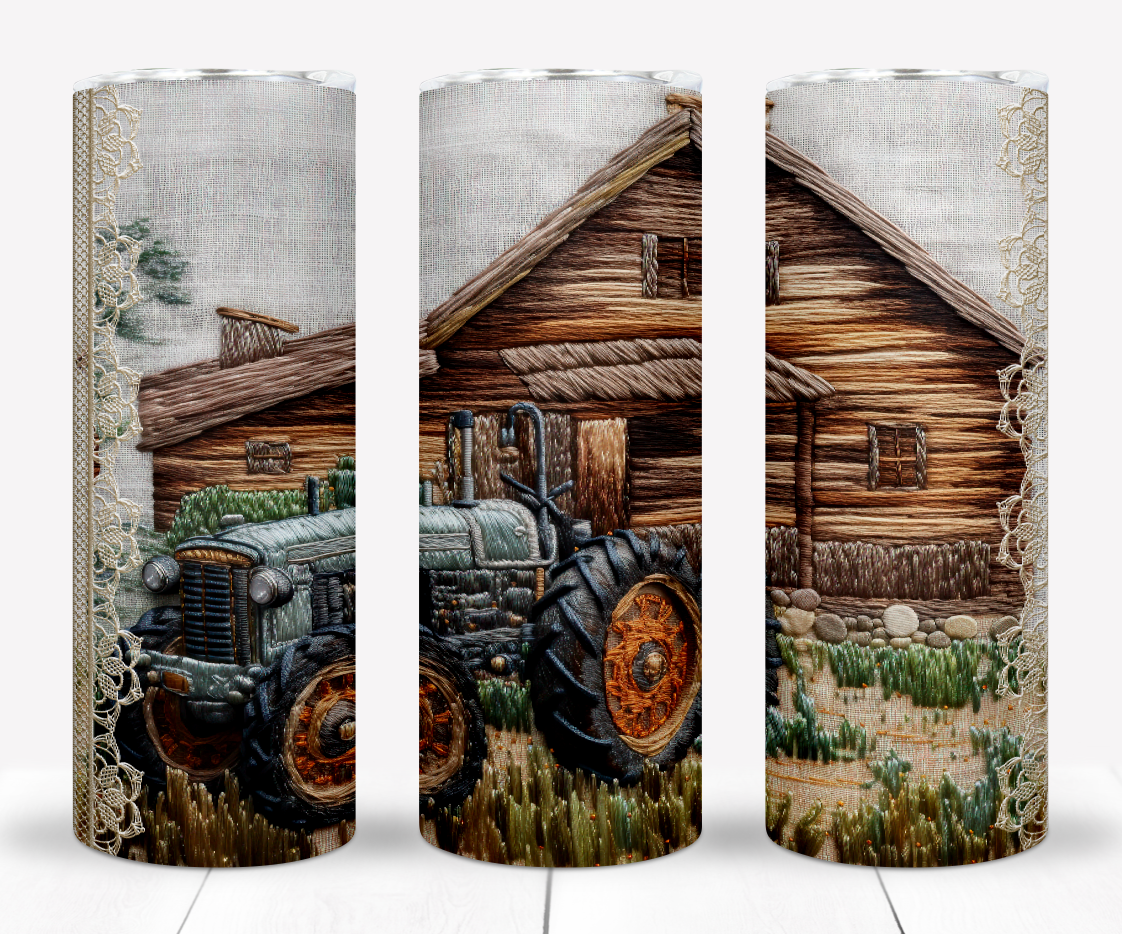 Embroidered Barn 20oz Sublimation Tumbler Image