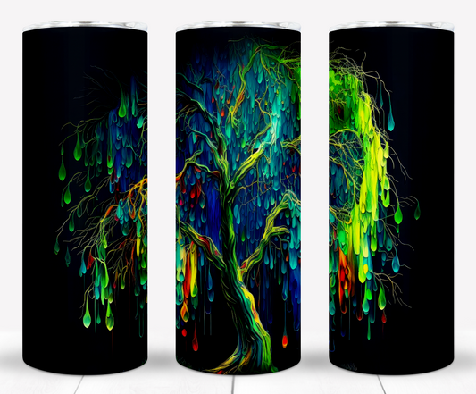 Paint Drip Weeping Willow 20oz Sublimation Tumbler Image