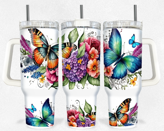 Butterflies Sublimation 40oz Tumbler Image