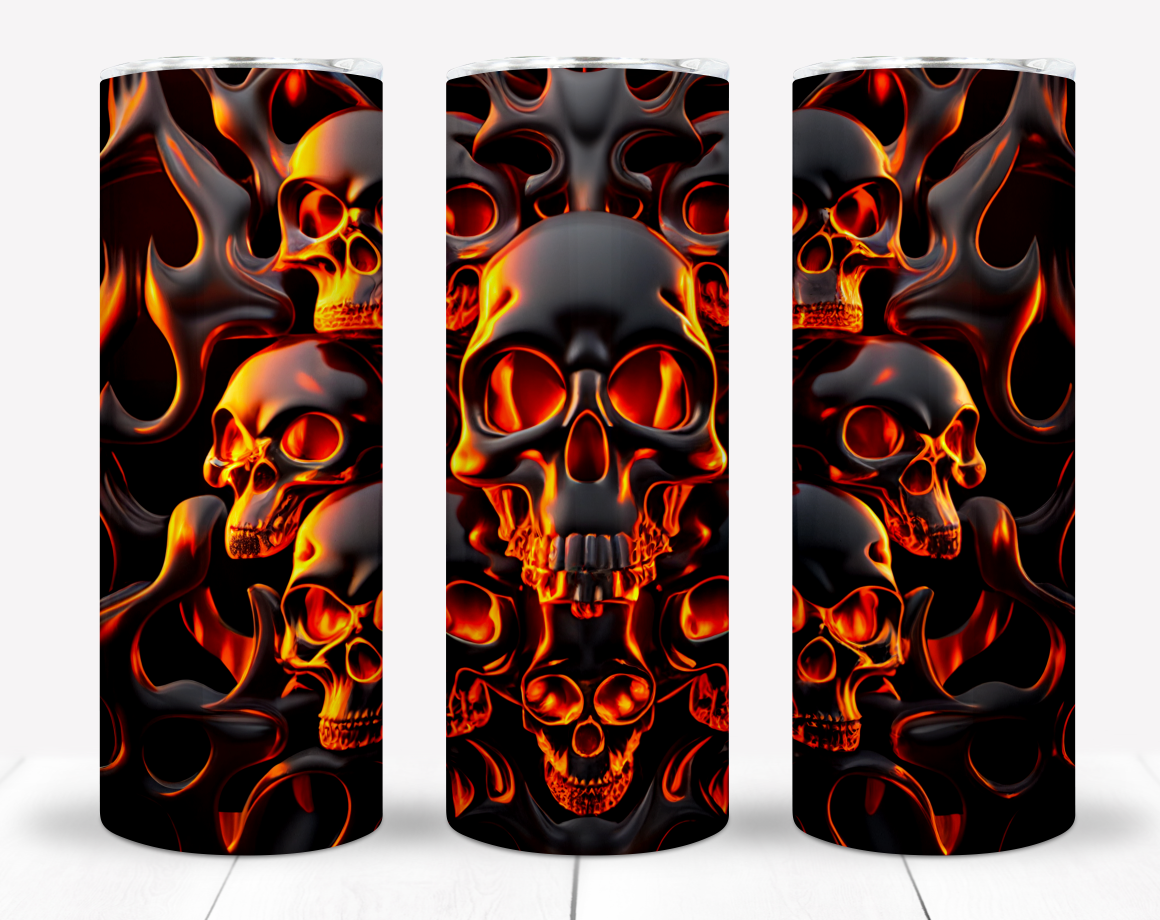 Burning Skulls 20oz Sublimation Tumbler Image