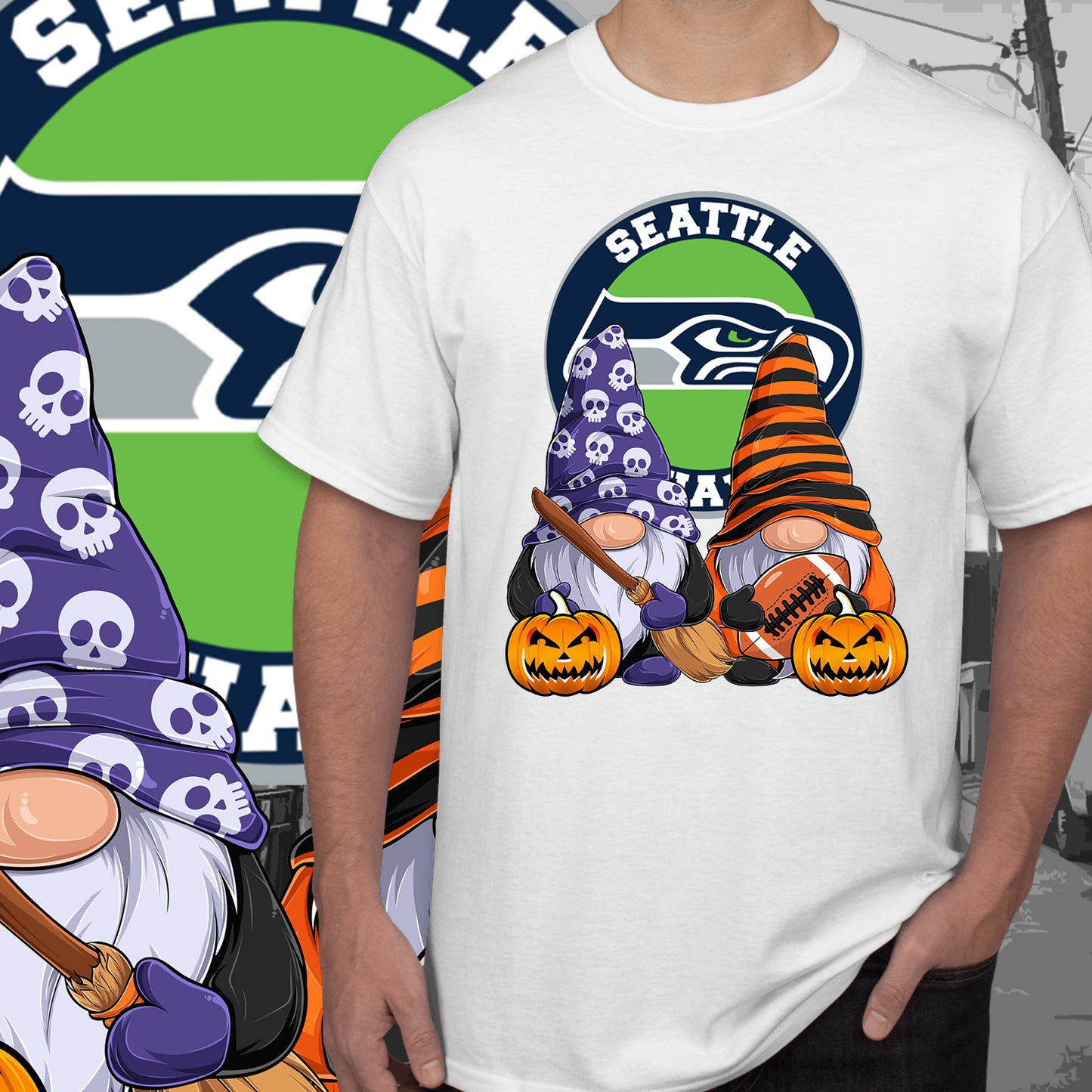 Halloween Football Gnomes Sublimation/DTF T-Shirt Images