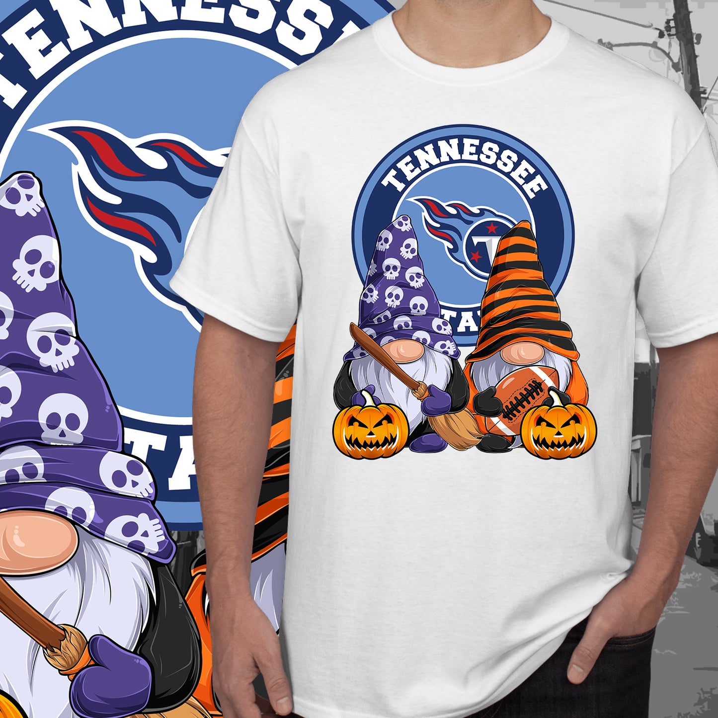 Halloween Football Gnomes Sublimation/DTF T-Shirt Images