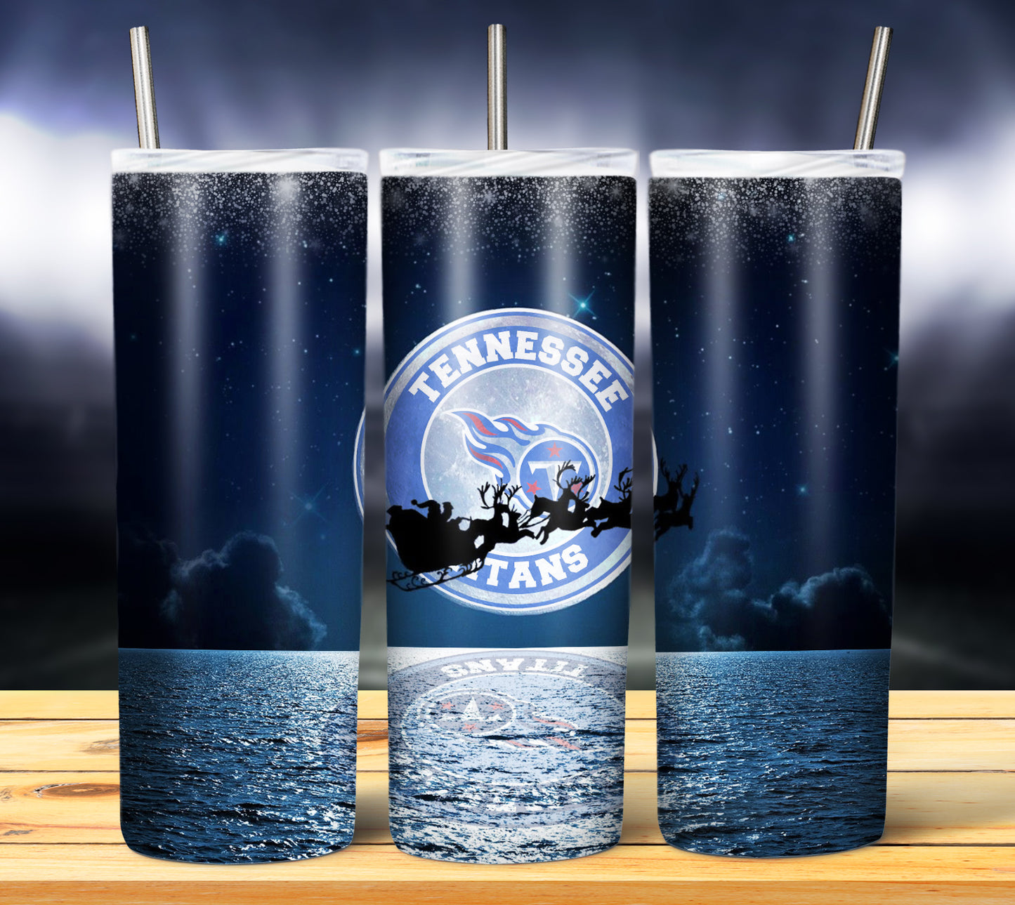 Santa Moon Football 20oz Sublimation Tumbler Image