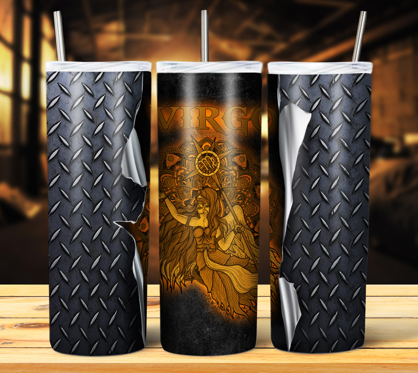 Zodiac Steel Grate 20oz Sublimation Tumbler Image