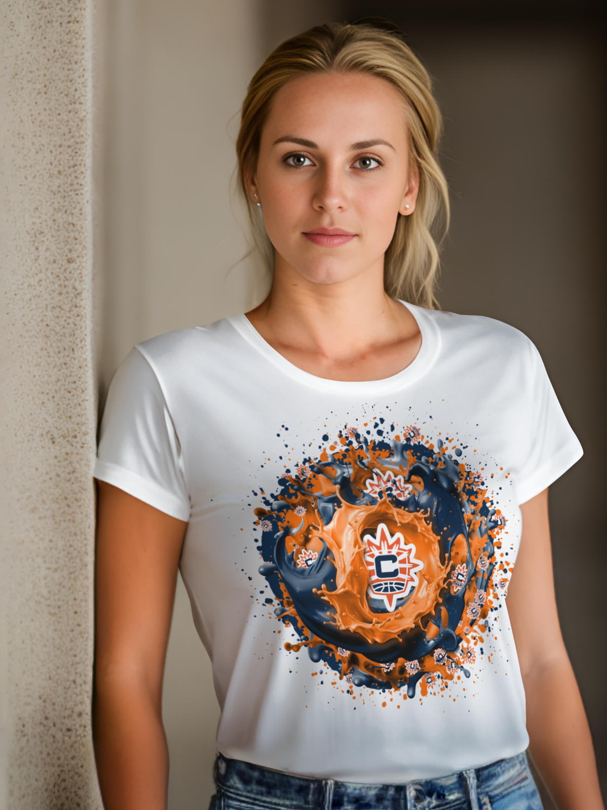 Women's Splatter Basketball Sublimation/DTF T-shirt Images