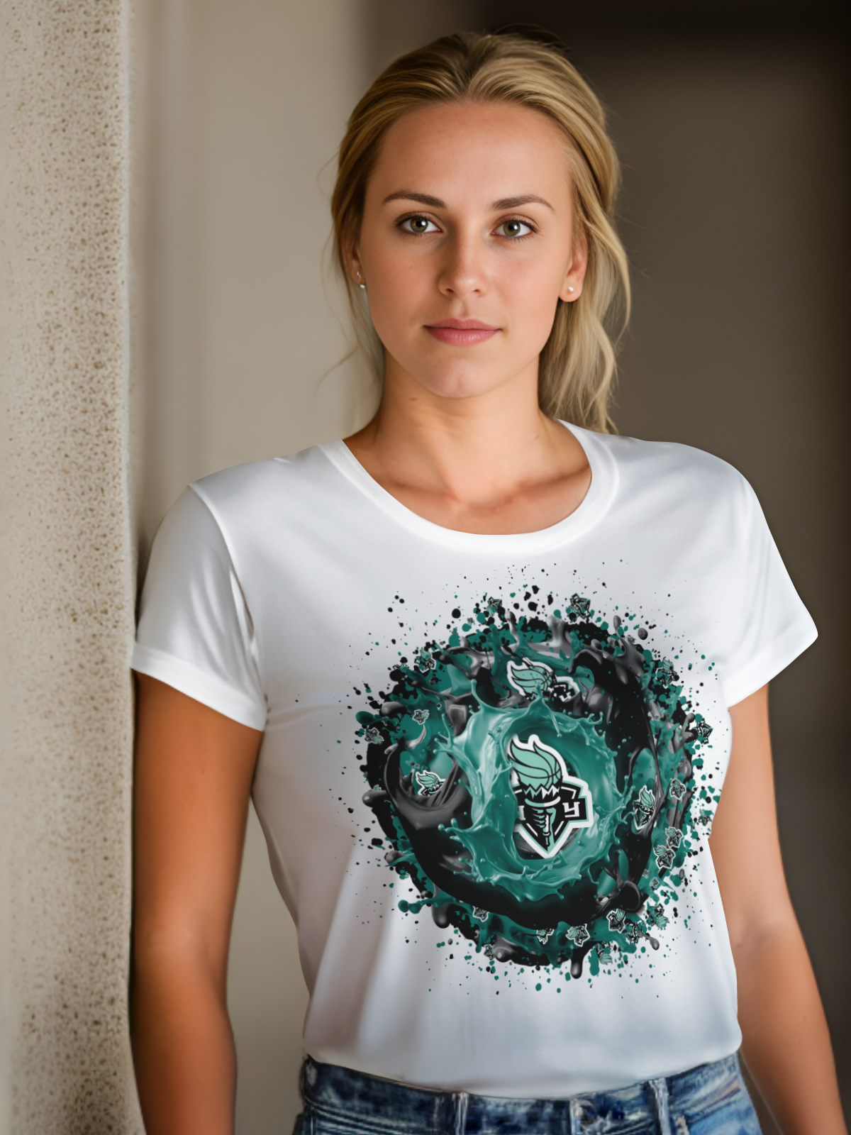 Women's Splatter Basketball Sublimation/DTF T-shirt Images