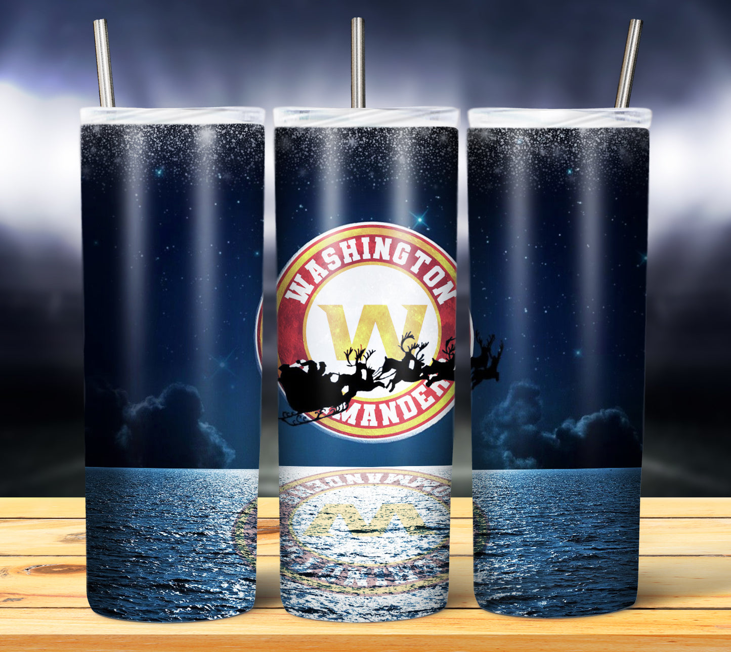 Santa Moon Football 20oz Sublimation Tumbler Image