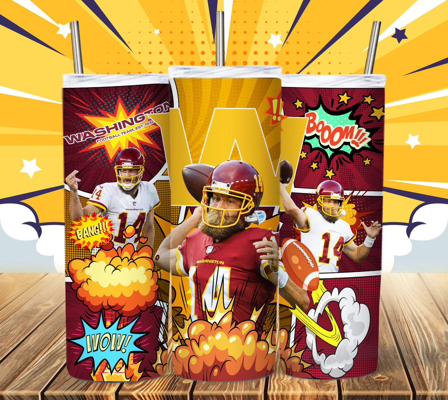 Football 20oz Sublimation Tumbler Image