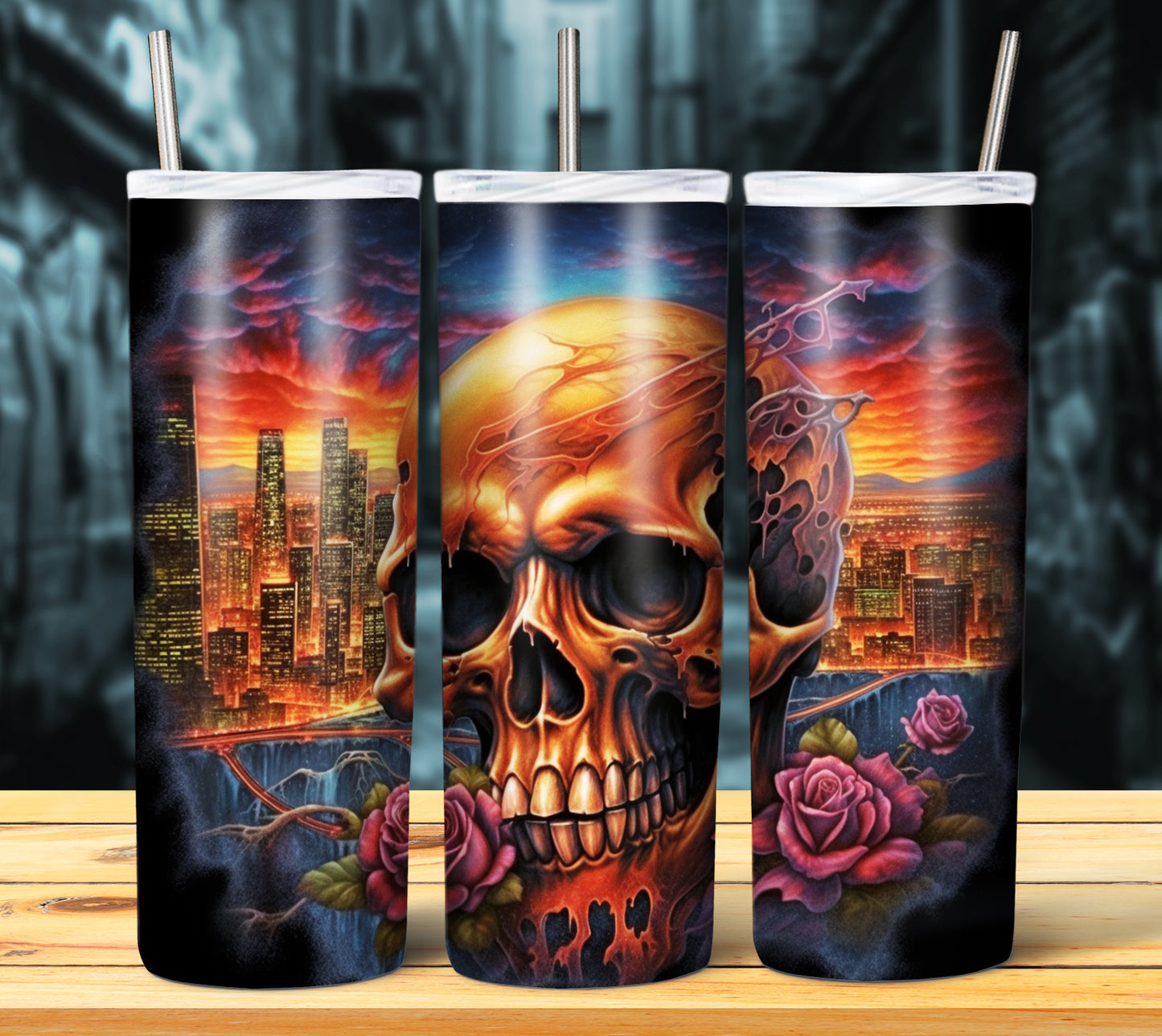 Airbrush Skulls Sublimation 20oz Images Bundle