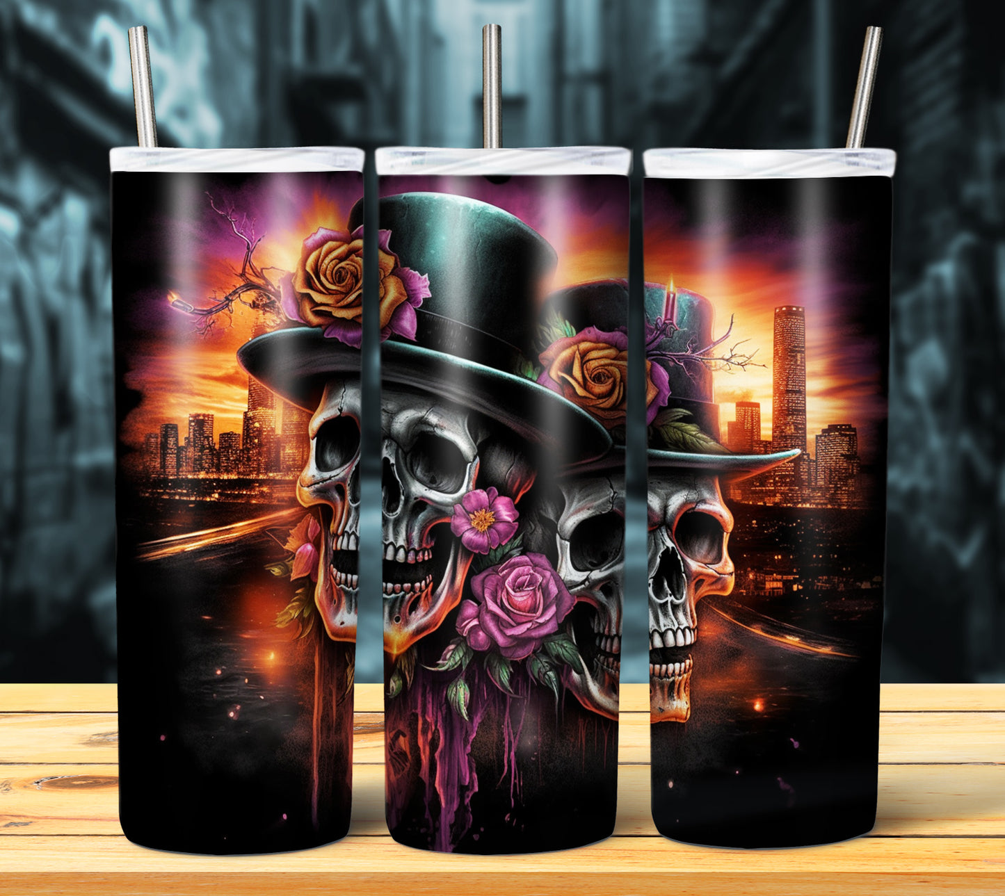 Airbrush Skulls Sublimation 20oz Images Bundle