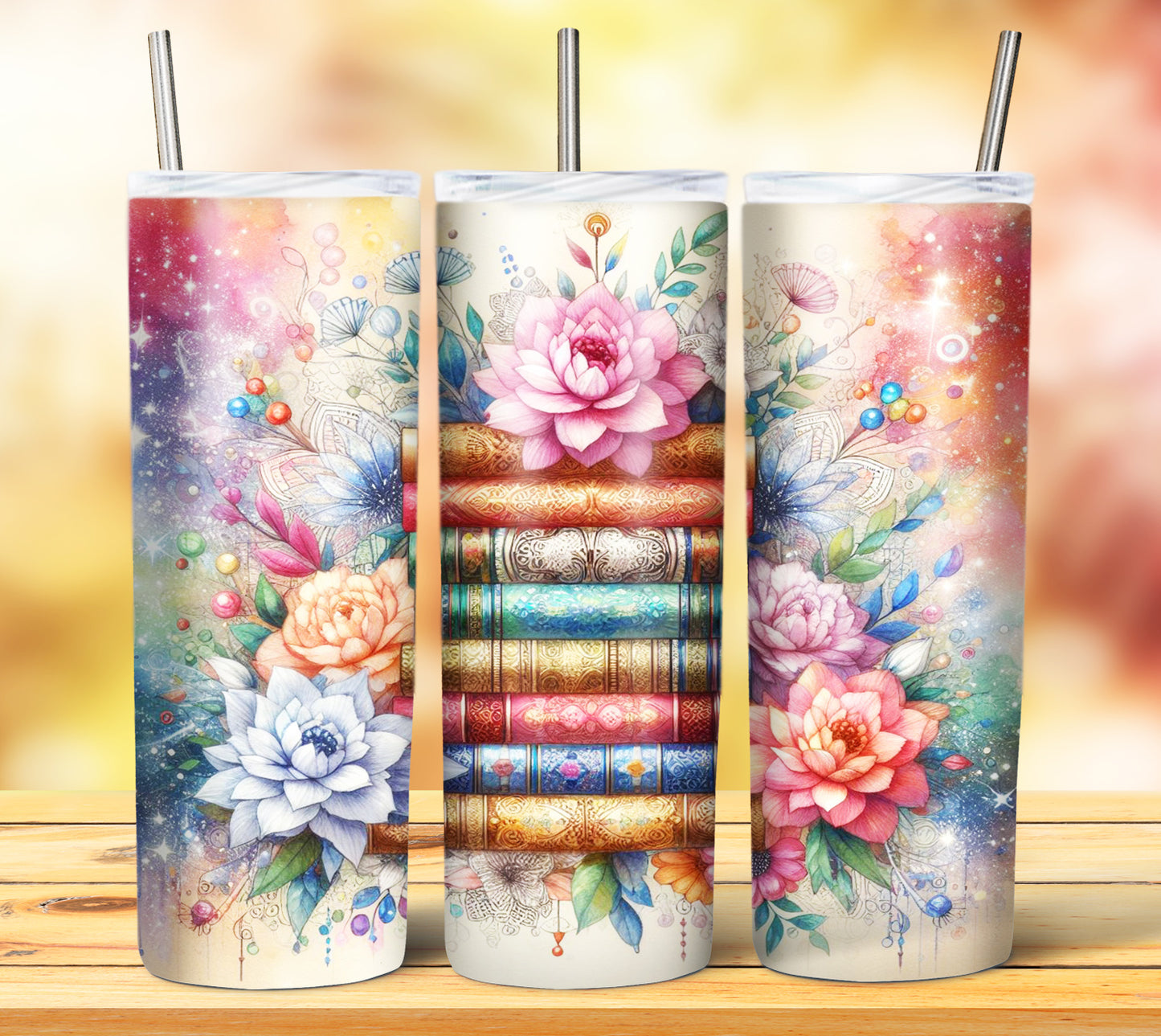 Floral Books Sublimation 20oz Tumbler Images Bundle