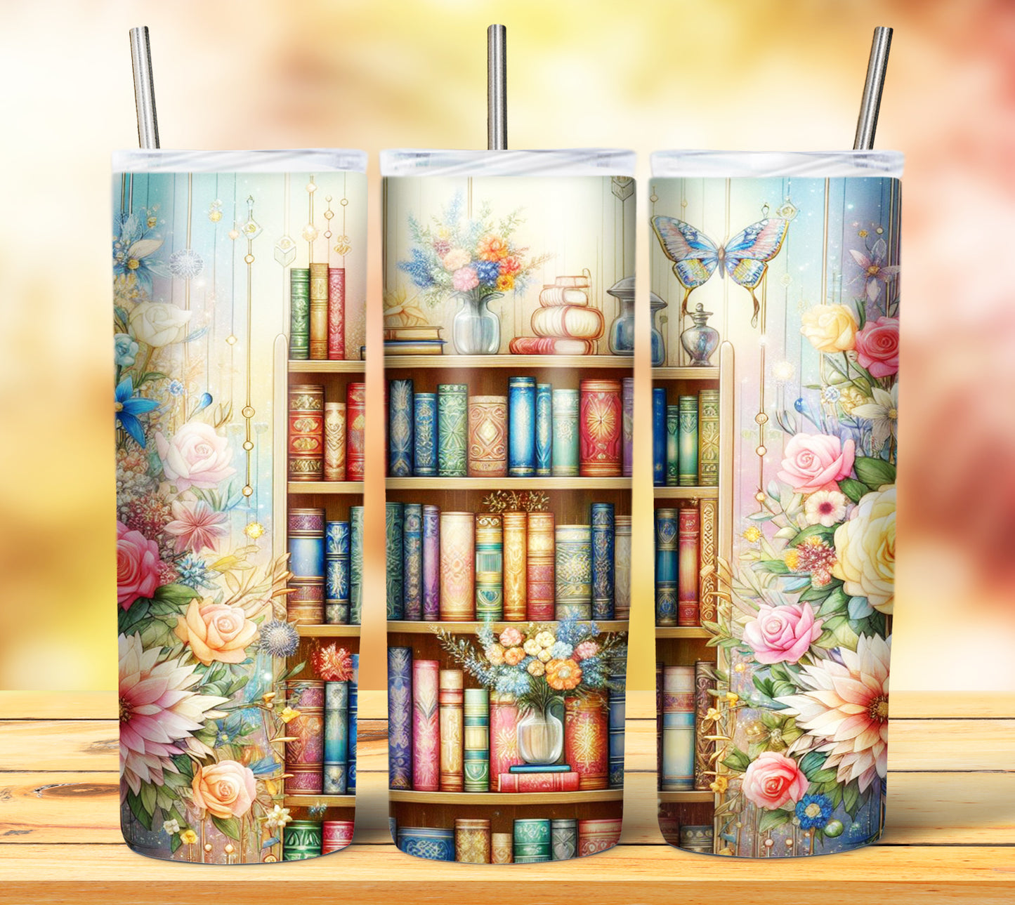 Floral Books Sublimation 20oz Tumbler Images Bundle